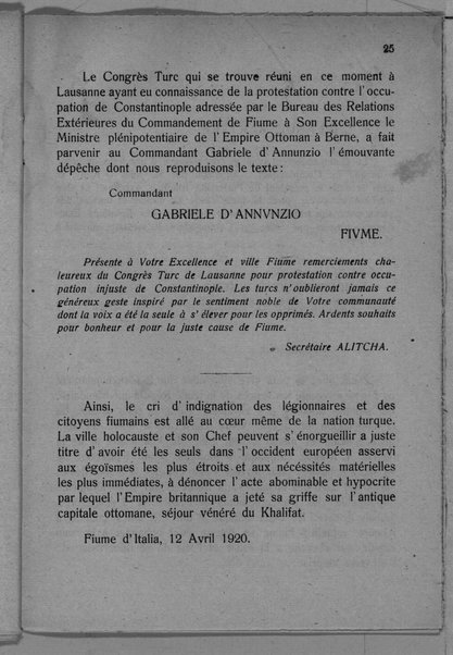 Actes et communiqués du bureau des relations extérieures du 28 novembre 1919 au 1er mai 1920